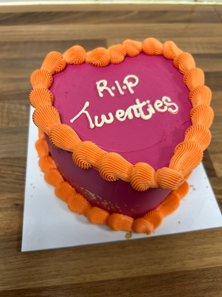 Anna's Heart Shaped Message Cake