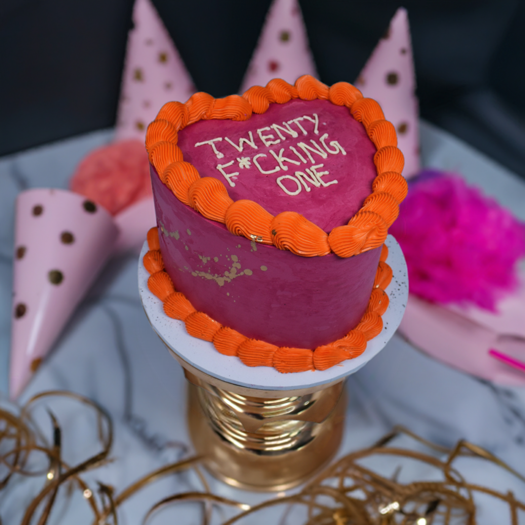 Anna's Heart Shaped Message Cake