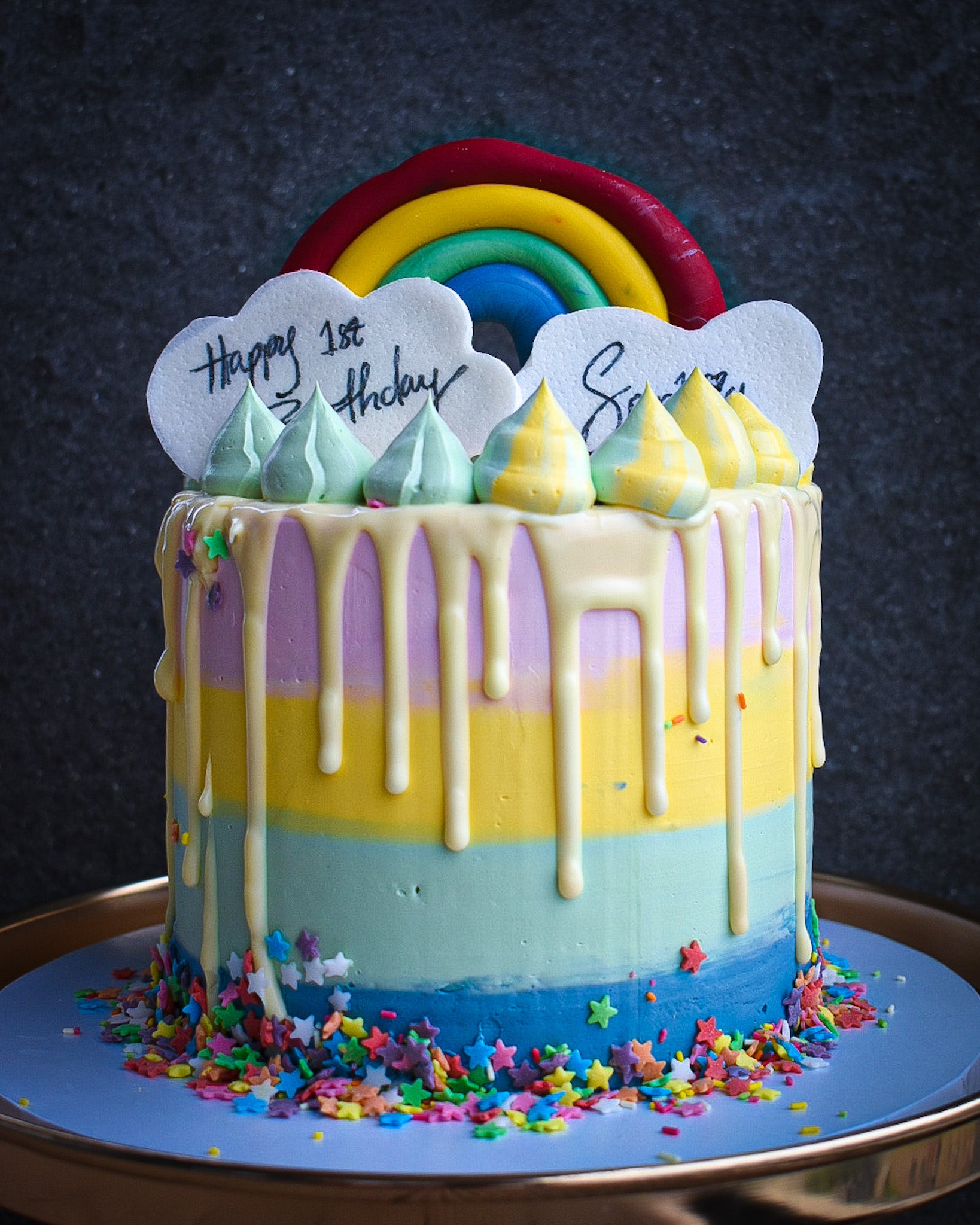 Dripping Rainbow Cake