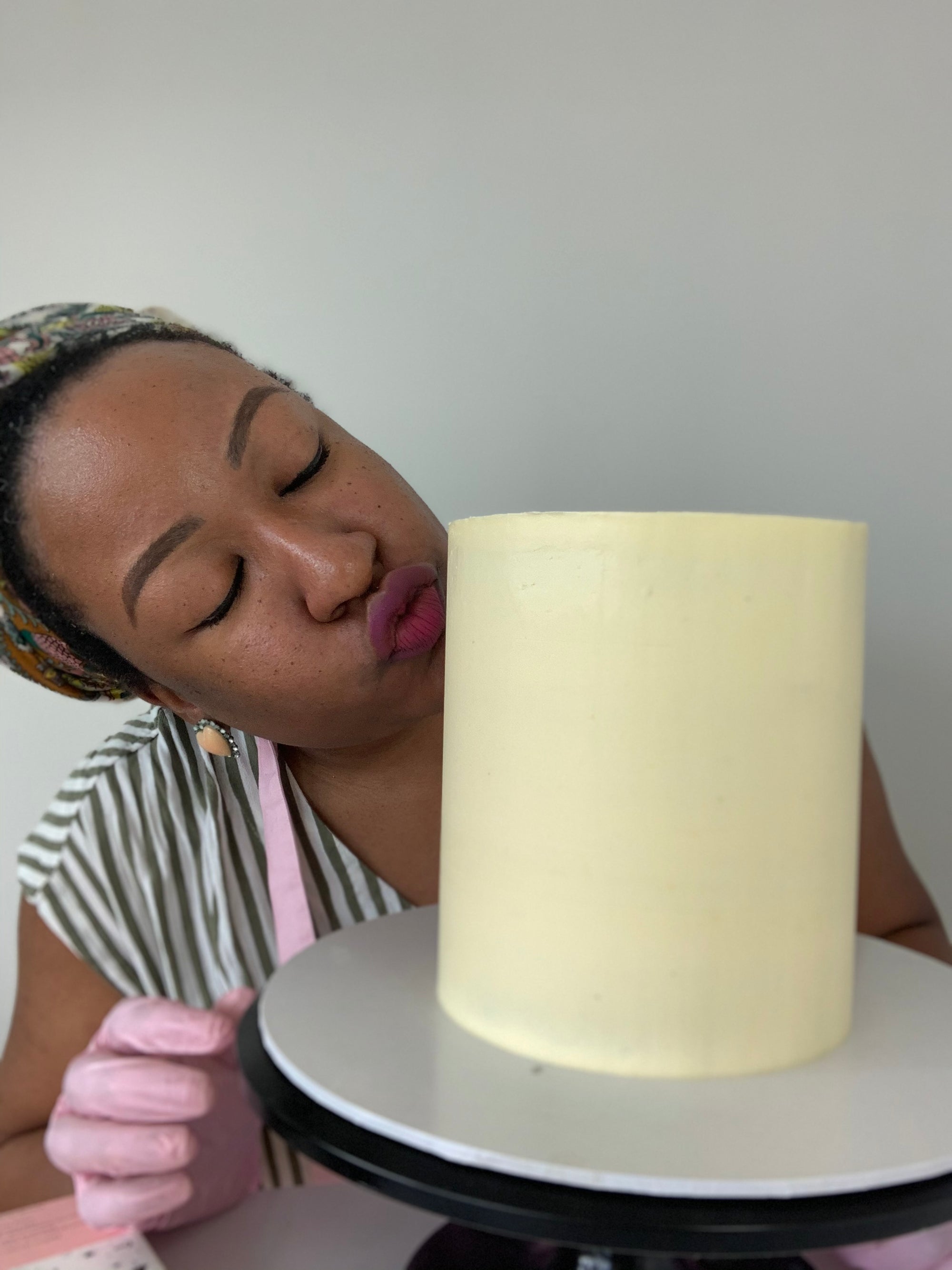How to Cover a Tall Round Cake with Italian Meringue Buttercream