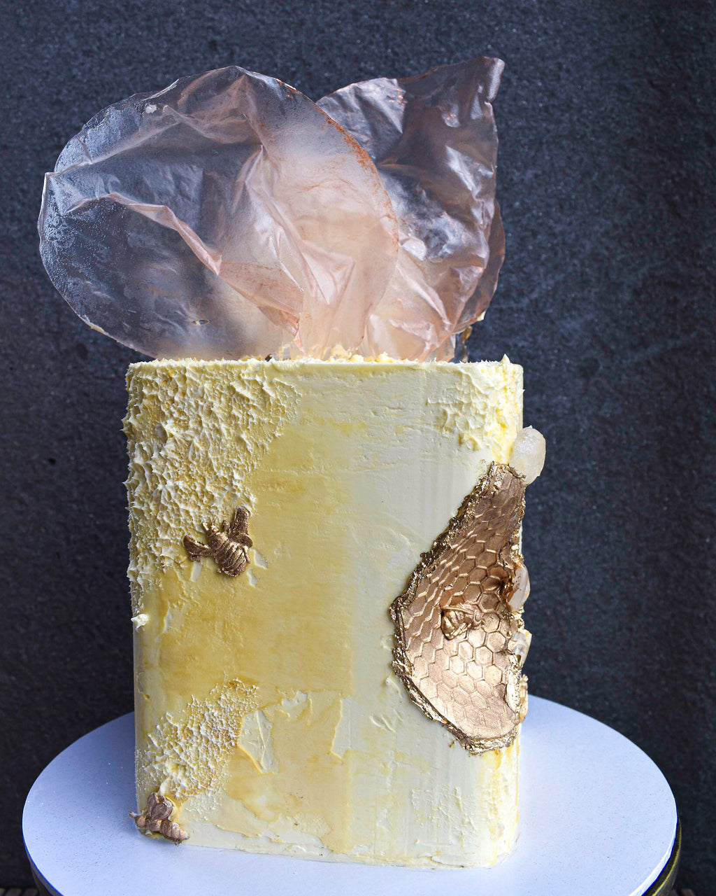 Gold Honeycomb & Bee Birthday Cake London | Luxury Celebration Cake